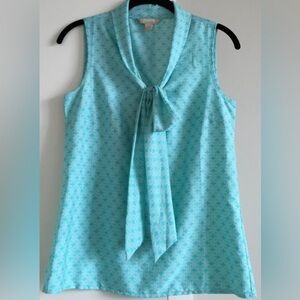 Aqua Sleeveless tie neck Top